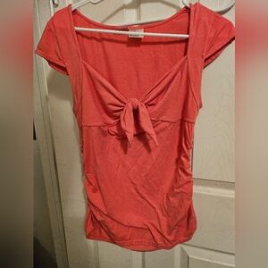 No Boundaries Red Tie-Front Blouse